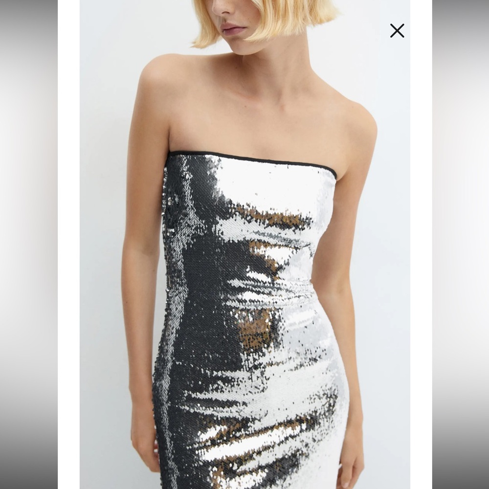 MANGO Silver Sequin Dress